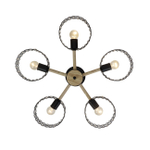 Светильник на штанге 5х60Вт Е27, металл/хрусталь, черный/дерево