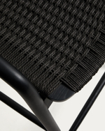 Уличный полубарный стул Derile из массива дуба и веревки в черной отделке