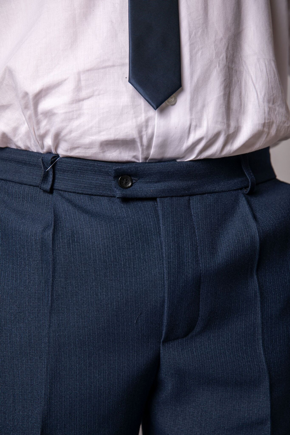 Брюки мужские зимние тёплые утеплённые синие темно-синие полосатые в полоску демисезонные осенние весенние классические классика теплые шерстяные полушерсть костюмные офисные строгие деловые прямые 48 размер L XL