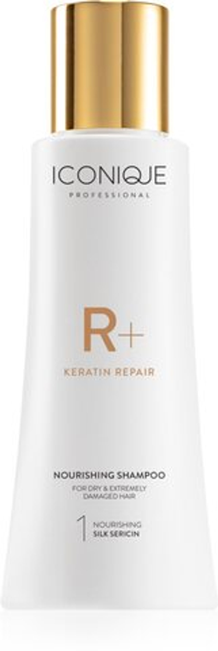 ICONIQUE Professional R+ Keratin repair Nourishing shampoo - восстанавливающий шампунь с кератином для сухих и поврежденных волос /   100  ml  / GTIN 8059300536582