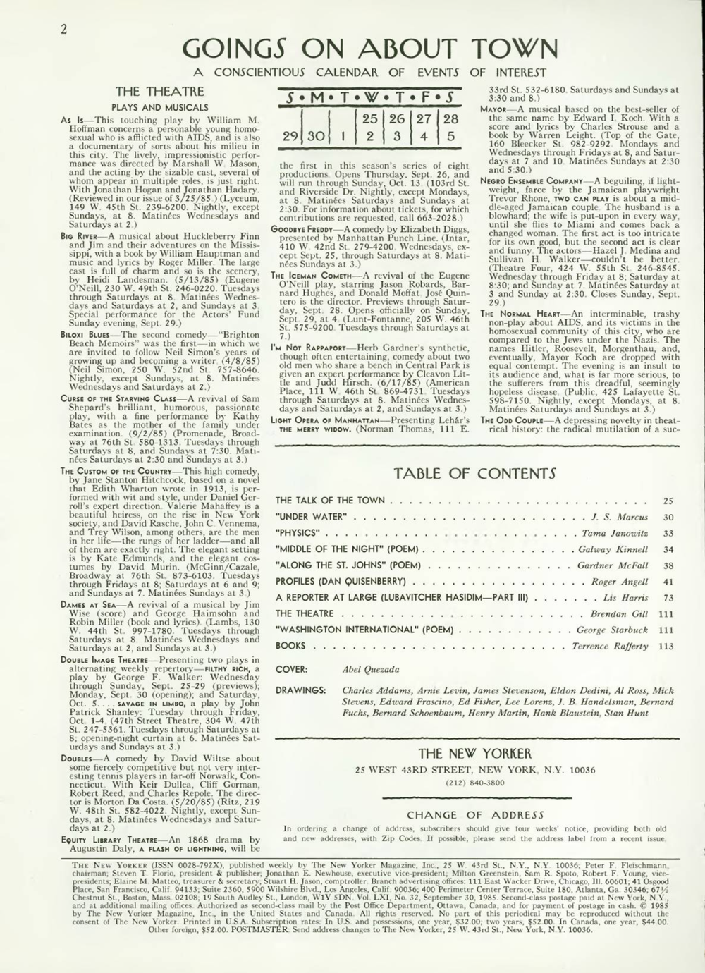 Журнал The New Yorker 30-09-1985