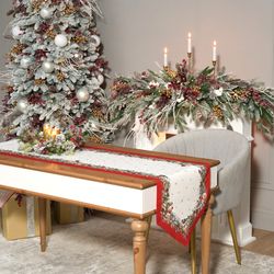 ДОРОЖКА "МОРОЗКО.СНЕГИРИ "45Х300СМ ,КРАСНЫЙ, 100% ХЛОПОК,ТВИЛ ПРОПИТКА