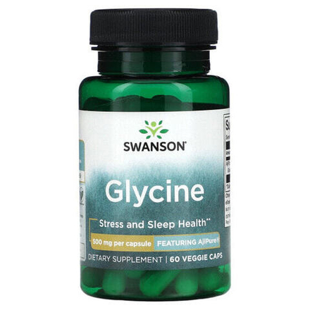 Аминокислоты Swanson, Глицин, 500 мг, 60 растительных капсул
