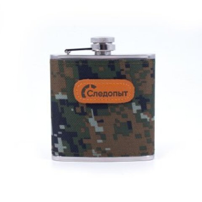 Фляжка "Следопыт" в оплетке из oxford camo pixel, 180 мл.