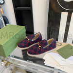 Женские лоферы Gucci GG Wool меховые с красным узором