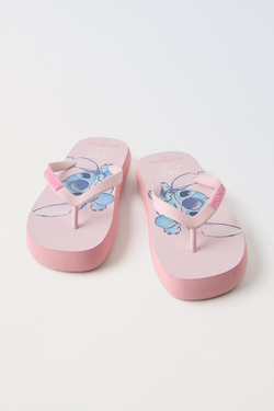 ZARA ШЛЕПАНЦЫ LILO & STITCH © DISNEY С ПЕРЕМЫЧКОЙ МЕЖДУ ПАЛЬЦАМИ, РОЗОВЫЙ