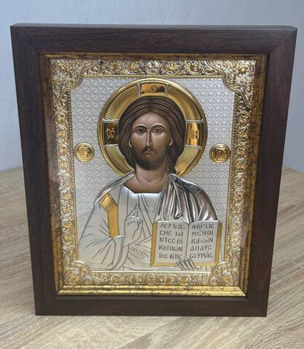 Спаситель, икона прямоугольная в рамке под стеклом, красное дерево 232х280