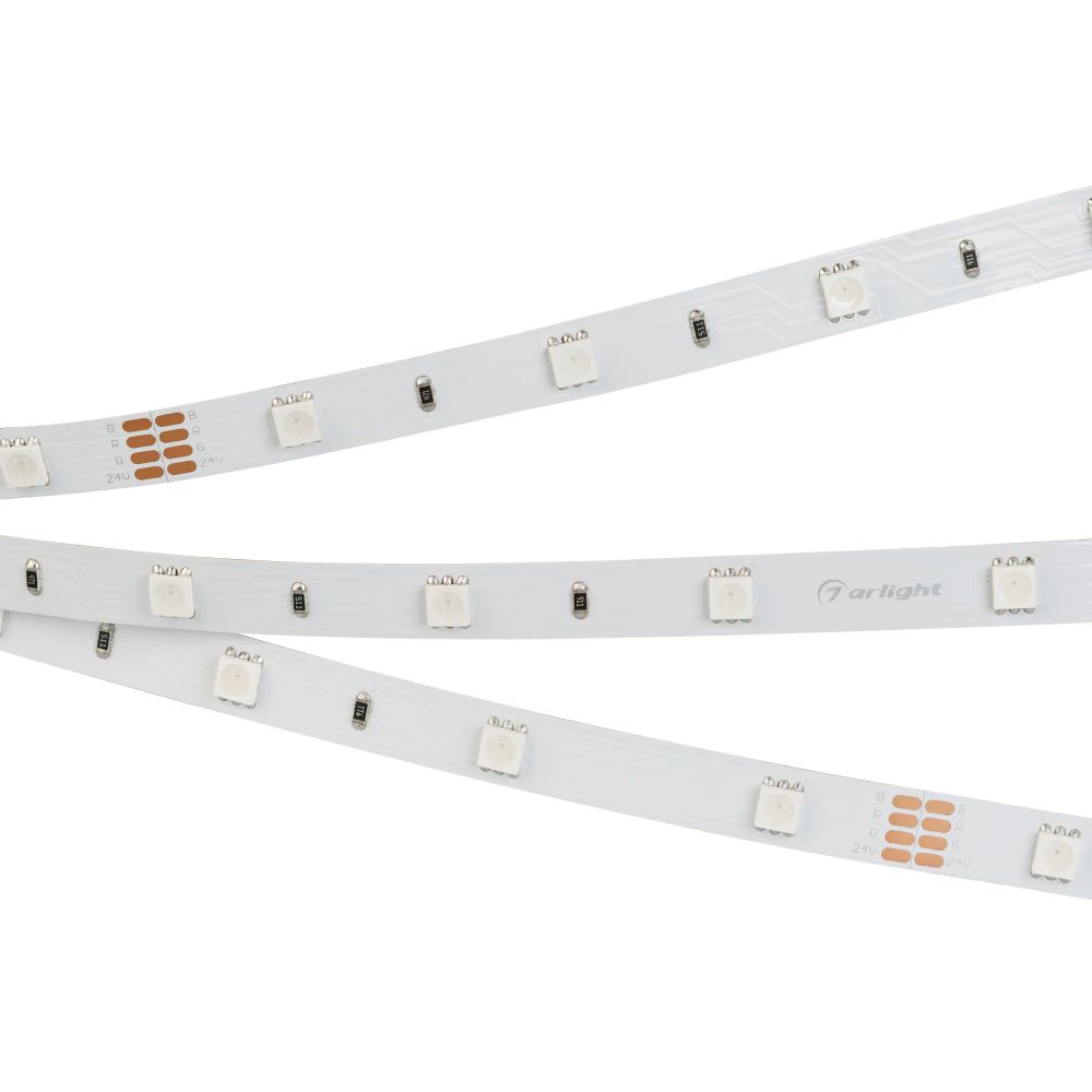 Светодиодная лента RT-B30-10mm 24V RGB (7.2 W/m, IP20, 5060, 5m) (Arlight, Открытый) 022066(2)
