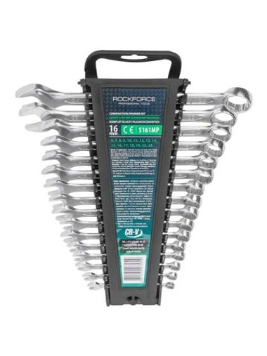 Набор ключей комбинированных, 16пр.(6-19, 22, 24мм), в пластиковом держателе RockForce##Rock FORCE RF-5161MP