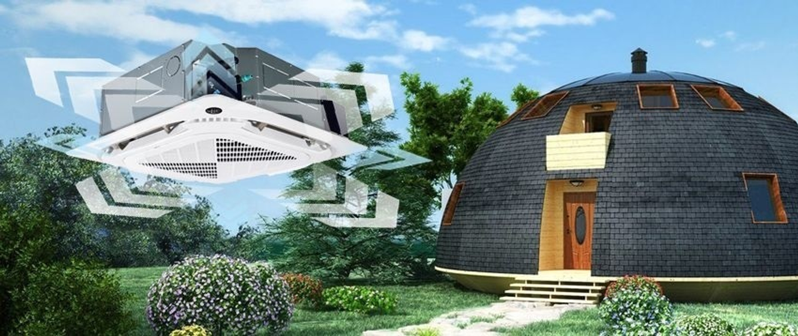 Новый кассетный кондиционер LESSAR для загородного дома: обдув на 360°!