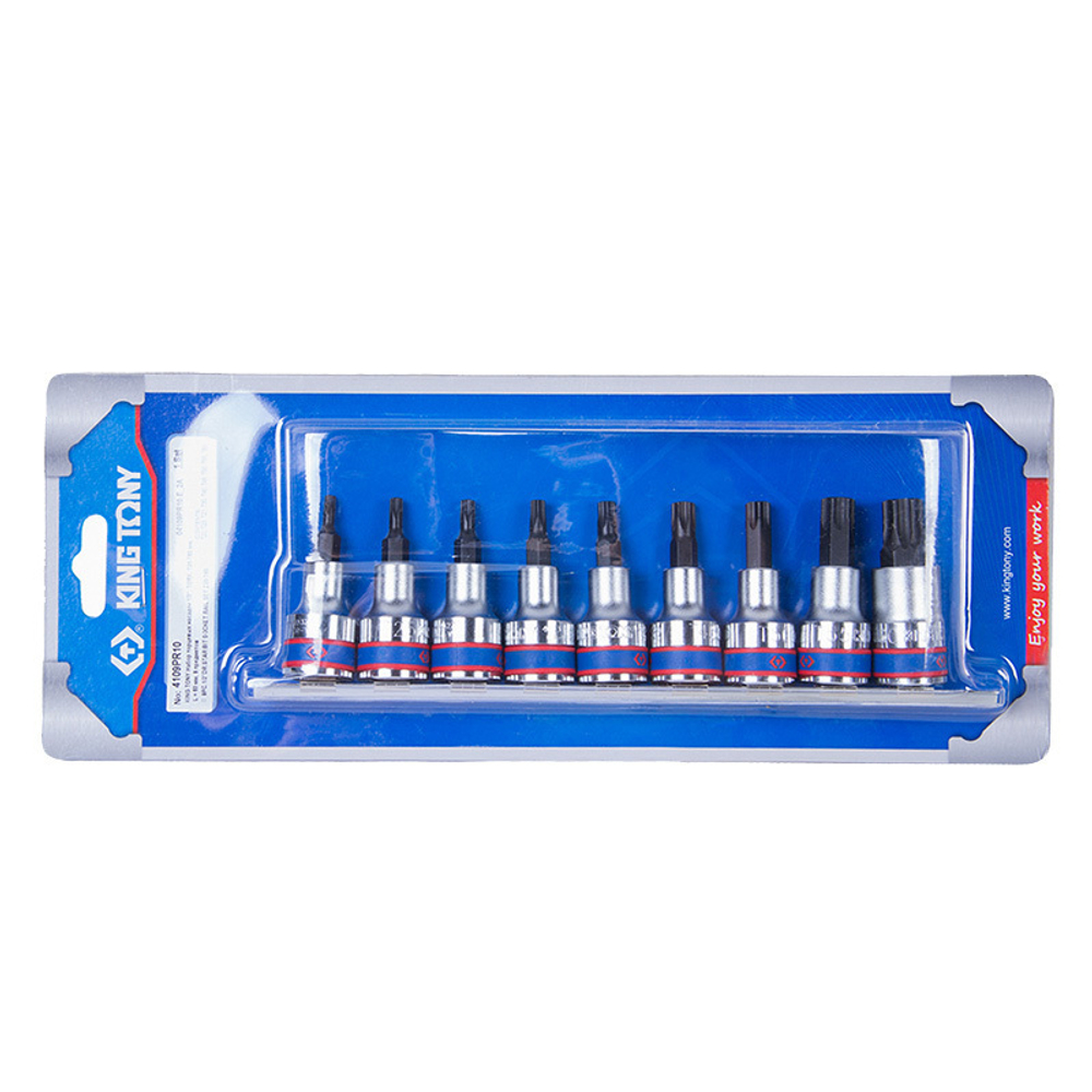 KING TONY (4109PR10) Набор торцевых насадок 1/2", TORX, Т20-Т60 мм, 9 предметов
