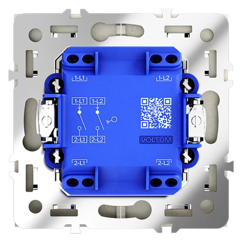 Выключатель встраиваемый VOLTUM S70 двухклавишный 10А, (сталь)