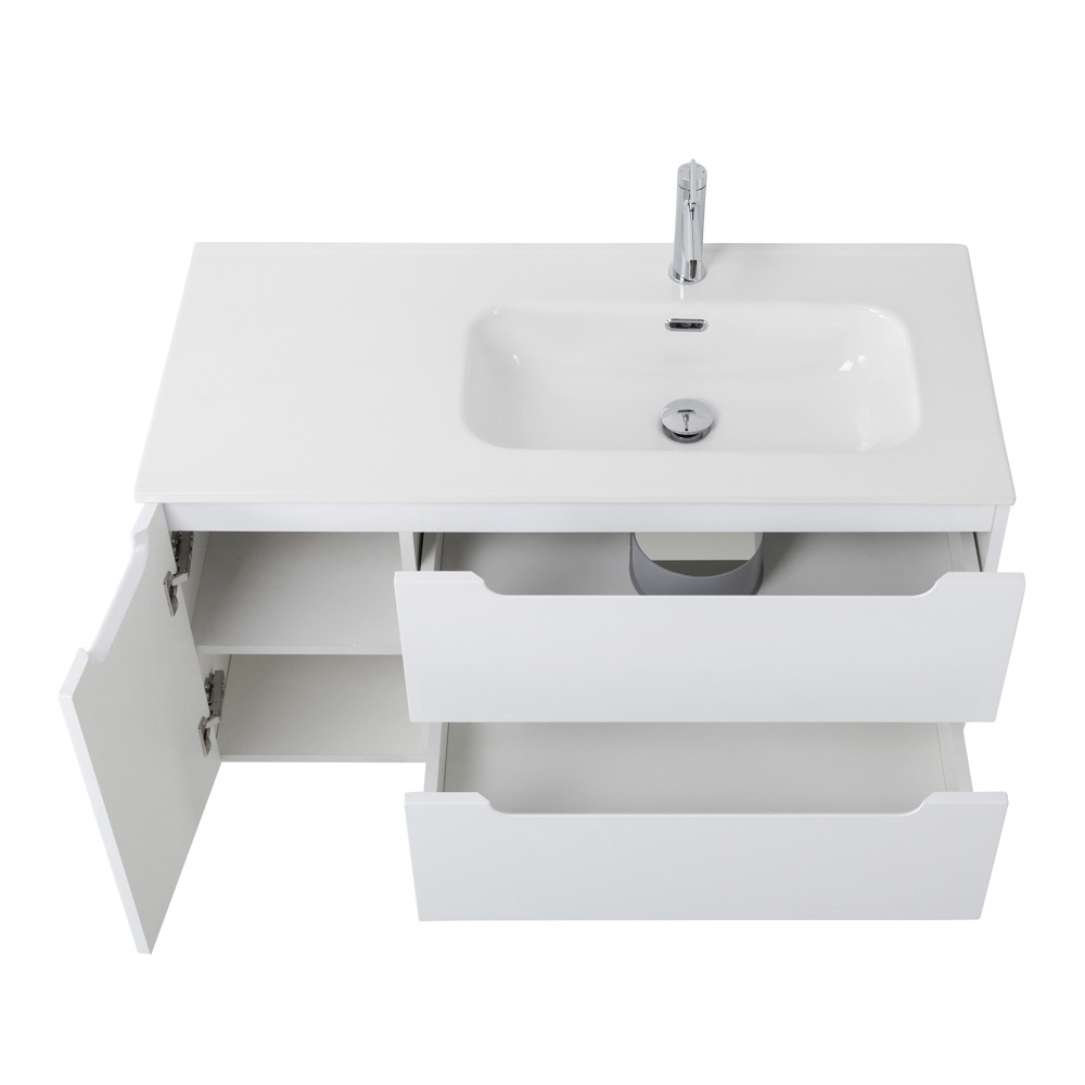 Подвесная тумба с раковиной BelBagno ETNA 100 Bianco Lucido правая, ETNA-1000-2C-1A-SO-BL-R + BB1000ETL-R