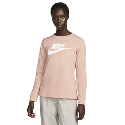 Женская теннисная футболка (dł. Рукава) Nike Swoosh Essential LS Icon Ft - rose whisper/white