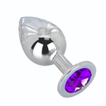 Большой плаг из стали с фиолетовым кристаллом Violet Dream - 9,5 см. (Цвет: фиолетовый)