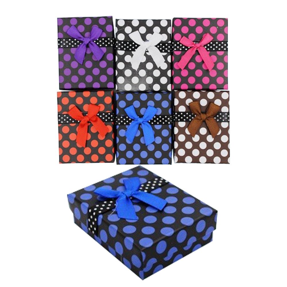 Подарочная коробка Basir, прямоугольная с крышкой, рисунок - горошек, 2,7*7,0*9,0, ассорти