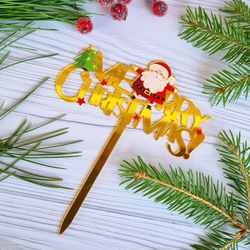 Топпер «Merry Christmas» надпись и санта