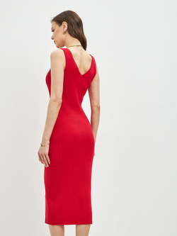 Красное Платье из вязанного трикотажа