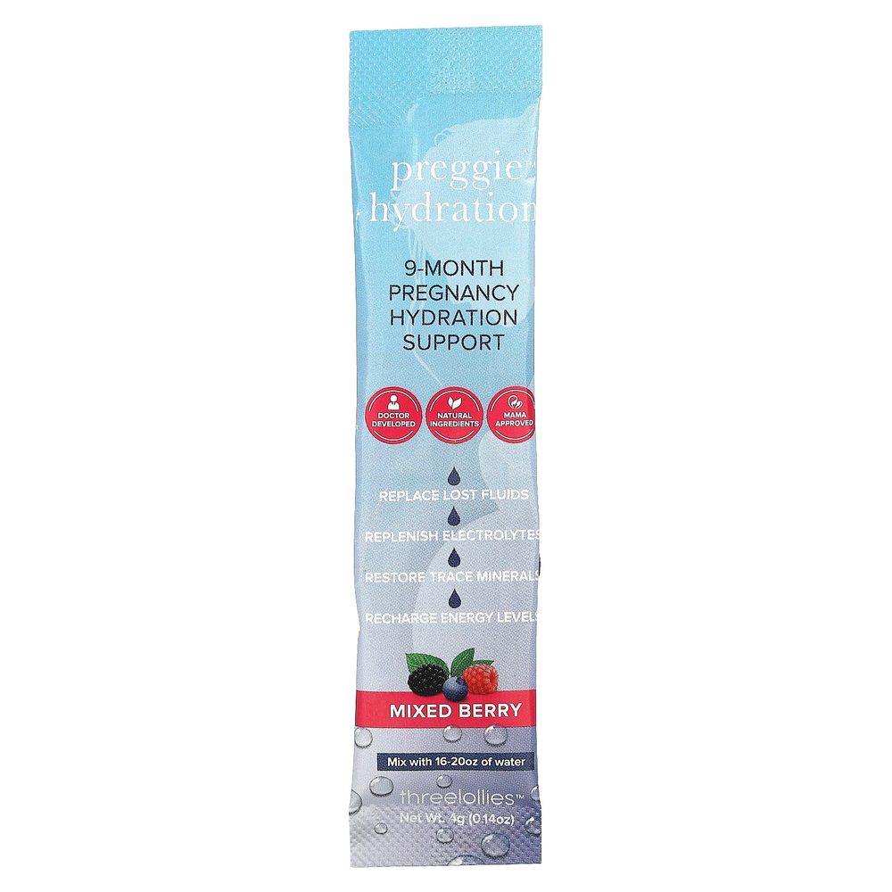 Preggie, Hydration, ягодное ассорти, 10 пакетиков, по 4 г (0,14 унции)