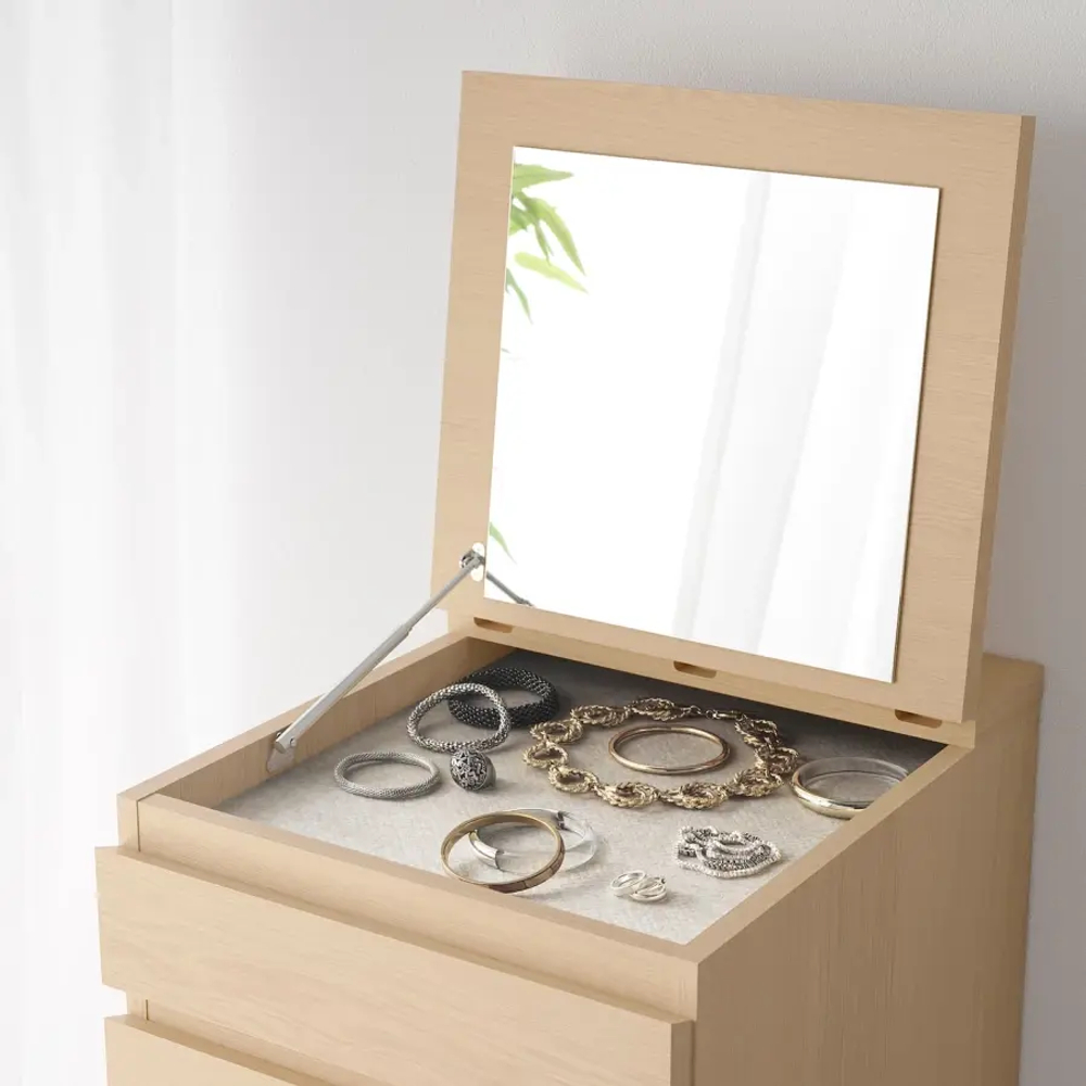 Комод с 6 ящиками - IKEA MALM, 123х40х48 см, дубовый шпон, беленый МАЛЬМ ИКЕА