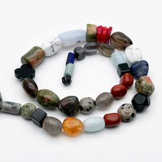 Натуральные камни микс бусины, размер около 6-18 мм, цена за нить 38 см