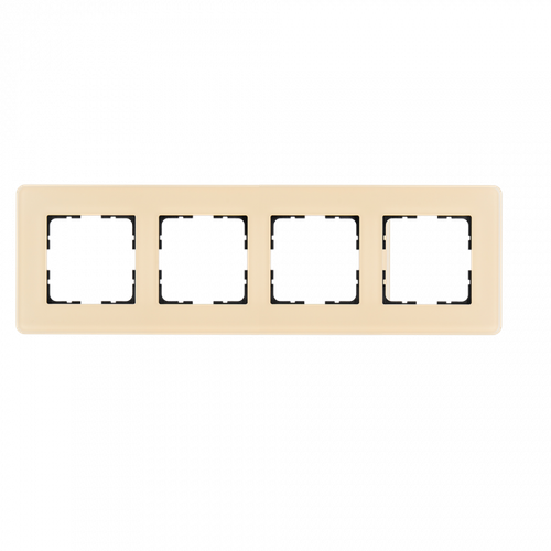 Стеклянная матовая закругленная рамка 4 пост , цвет тауп