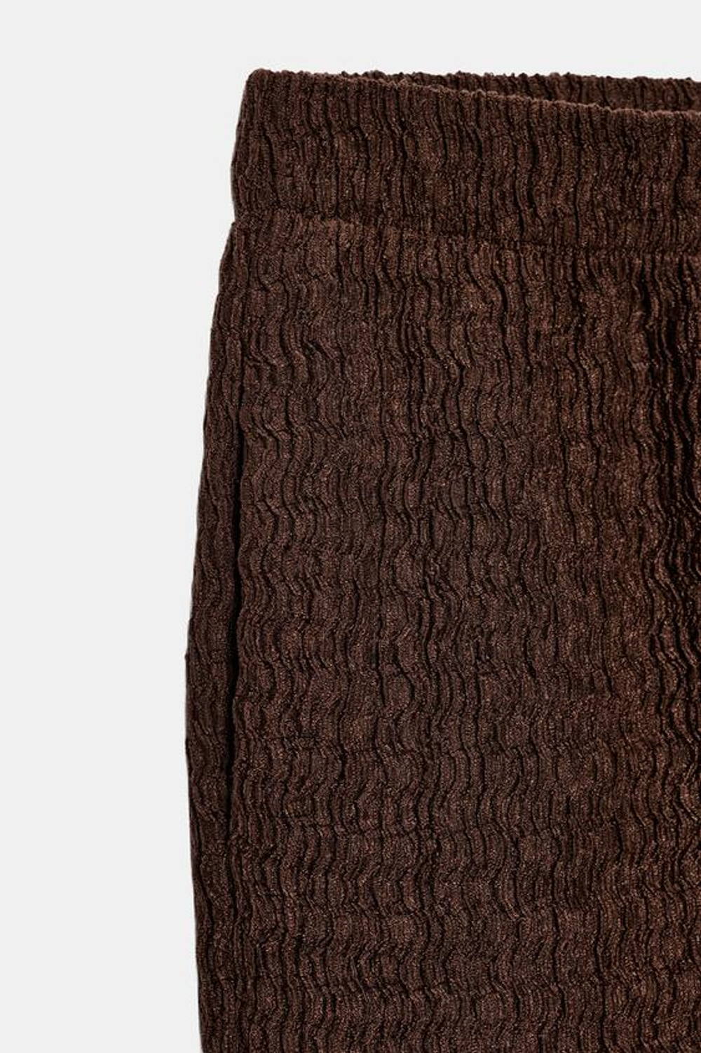 ZARA БРЮКИ С ЭФФЕКТОМ МЯТОЙ ТКАНИ, КОРИЧНЕВЫЙ