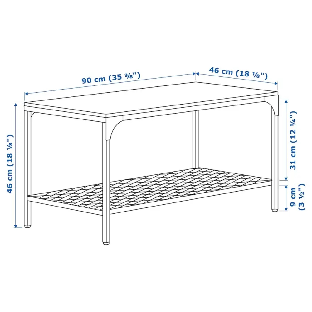Журнальный стол - IKEA FJÄLLBO/ИКЕА ФЬЕЛЛЬБО, 46х90х46 см, черный