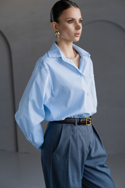 Рубашка из хлопка в полоску голубая