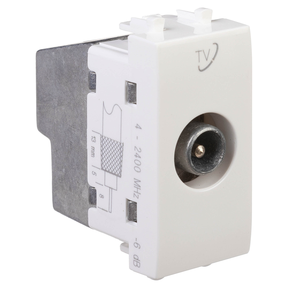 Розетка TV проходная модульная, "Avanti", "Белое облако", 1 модуль