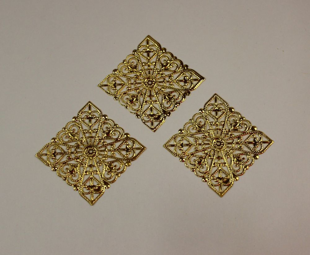 Декоративный элемент &quot;филигрань&quot; квадрат 40 мм, цвет золото (1уп = 50шт)