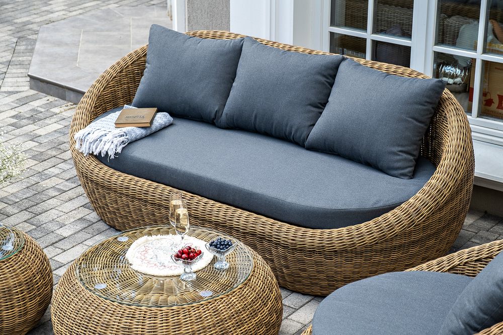 "Барселона" лаунж-зона из искусственного ротанга, цвет соломенный