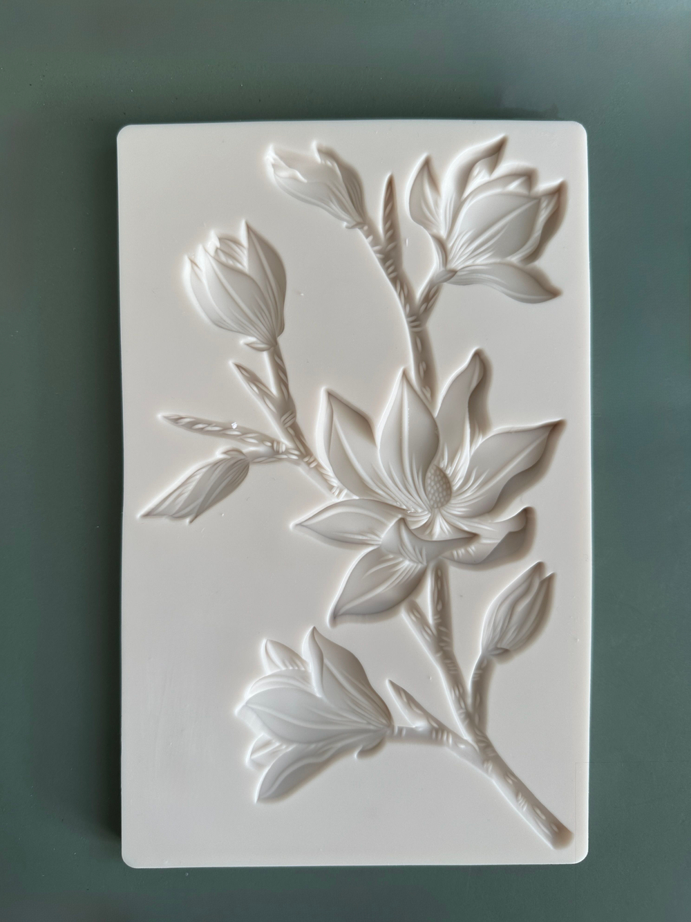 Молд силиконовый "Магнолия полураспустившаяся " / Форма для лепки, отливок и оттисков веточка магнолии / молд для глины, мыла и воска