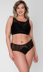 Кружевной бюстгальтер-топ с мягкими чашками (Размер: 90D) (Цвет: черный)