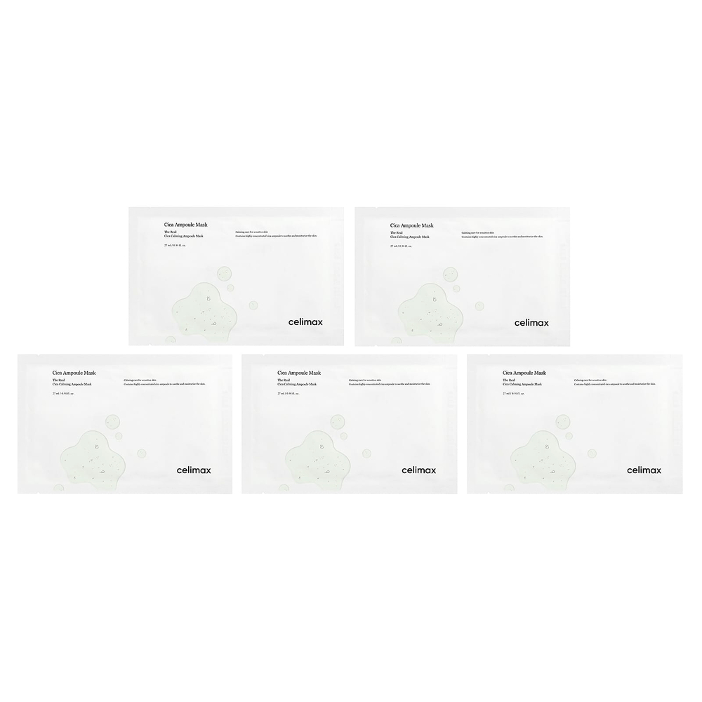 Celimax, Cica Ampoule, маска для лица, 5 шт., по 27 мл (0,91 унции)