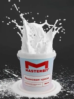 Резиновая краска МАСТЕРБИТ БЕЛАЯ 3 кг, без запаха растворителей, моющаяся, водостойкая, водоэмульсионная, быстросохнущая, полуматовая