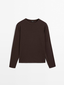 Massimo Dutti Футболка из 100% хлопка, коричневый