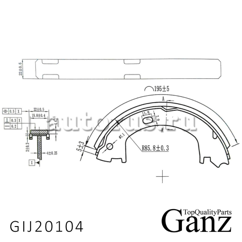 Колодки барабанные Chrysler PT Cruiser 1.6-2.4/Sebring 2.0/2.4/2.7 GANZ GIJ20104