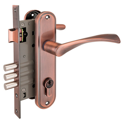 Замок Аллюр врезной  103/3 ст. медь с ручками корпус 70мм