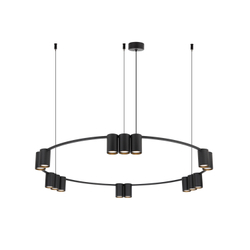 DK4067-BK Подвесной светильник ORBIT, IP20, 15xGU10 LED до 15 Вт, черный матовый, алюминий