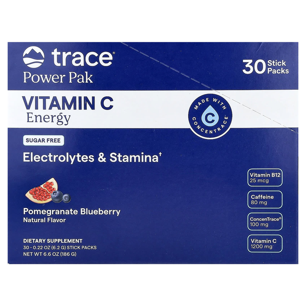Trace, Power Pak, витамин C и энергетическая смесь, гранат и голубика, 30 стик-пакетов по 6,2 г (0,22 унции)