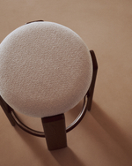 Granite Барный табурет из бежевого шенилла и массива ясеня в отделке орех 75 см