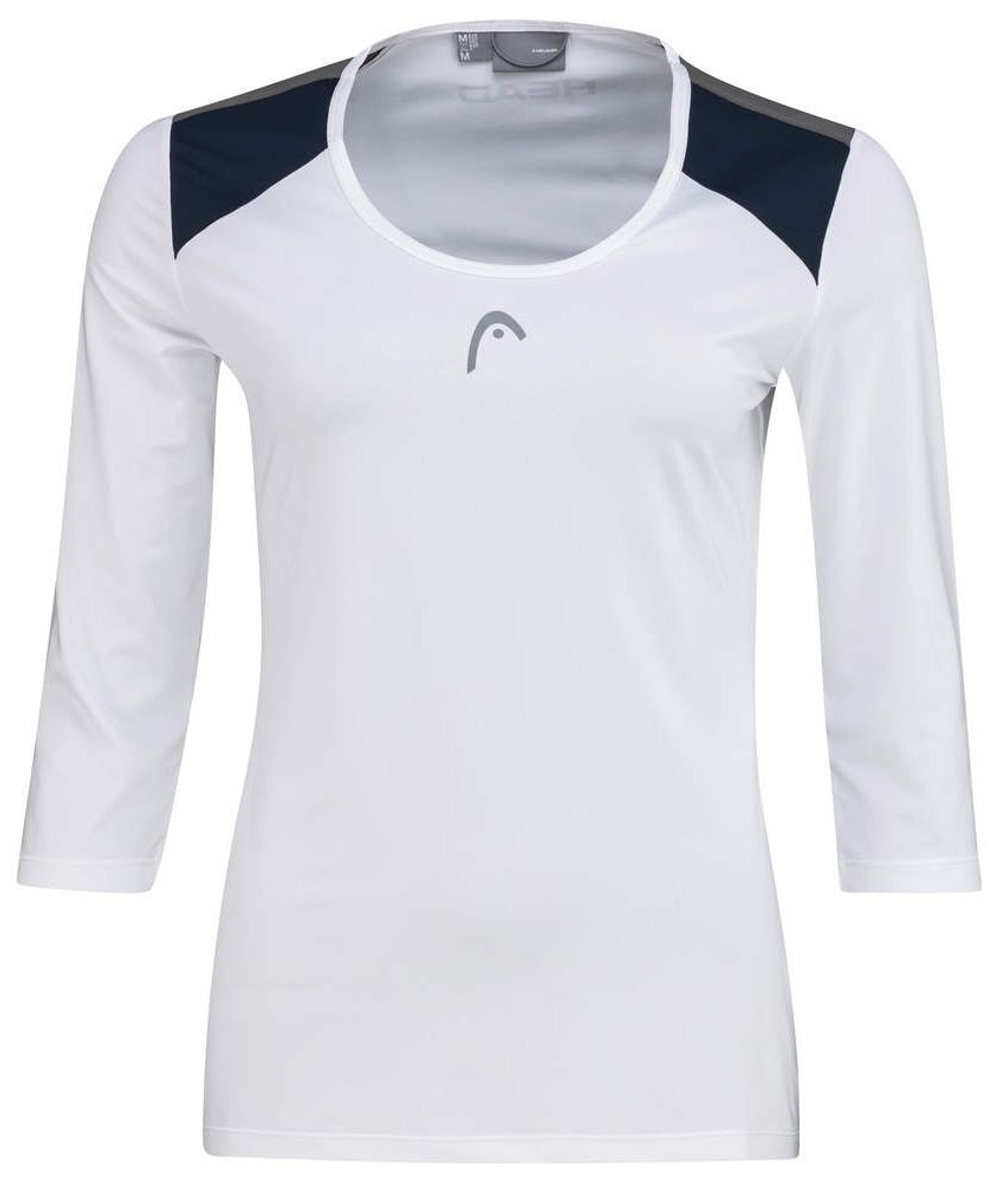 Женская теннисная футболка с длинным рукавом Head Club 22 Tech 3/4 Shirt W - white/dark blue