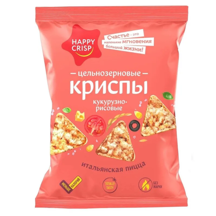 Чипсы кукурузно-рисовые  Happy Crisp со вкусом итальянской пиццы 50 гр