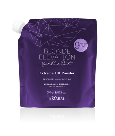 Пудра обесцвечивающая KAARAL Blonde Elevation Yellow Out Extreme Lift Powder сиреневая - 500 г.