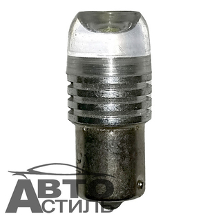 Светодиод 12-24V T25    6SMD 1156 WHITE CL FLASH6W-C (Строб)9-30v (1конт) Прозрачн метал обод