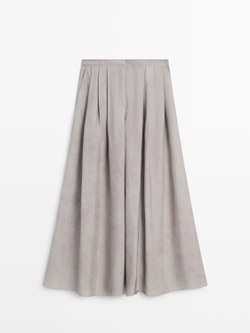 Massimo Dutti Свободные широкие брюки с вытачками, серый