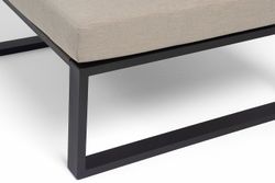 "Тулон" угловой модуль, каркас алюминий, HPL "дуб", черный муар, ткань бежевая 15052