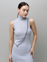 Колье "Long Dark Grey Heart" Silver