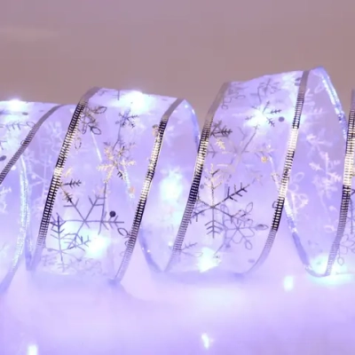 Гирлянда для дома ЛЕНТА ДЕКОРАТИВНАЯ «Снегопад» 2,0 м, 4.5 см, 20 ламп LED (на батарейках), Серебро (подсветка белый)